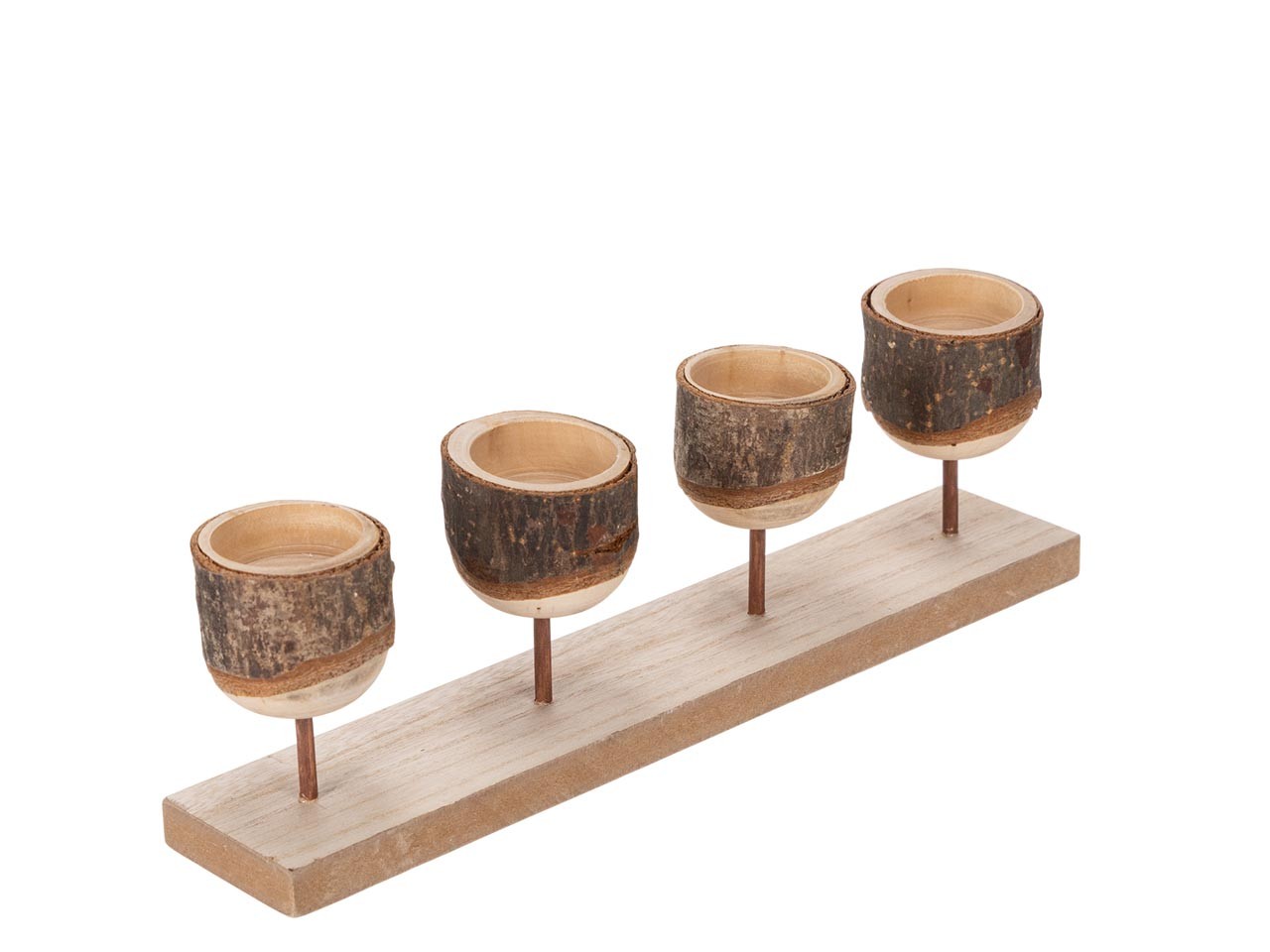 Kerzenhalter 4fach m. D4cm-Öffnung Holz natur L31,5cm