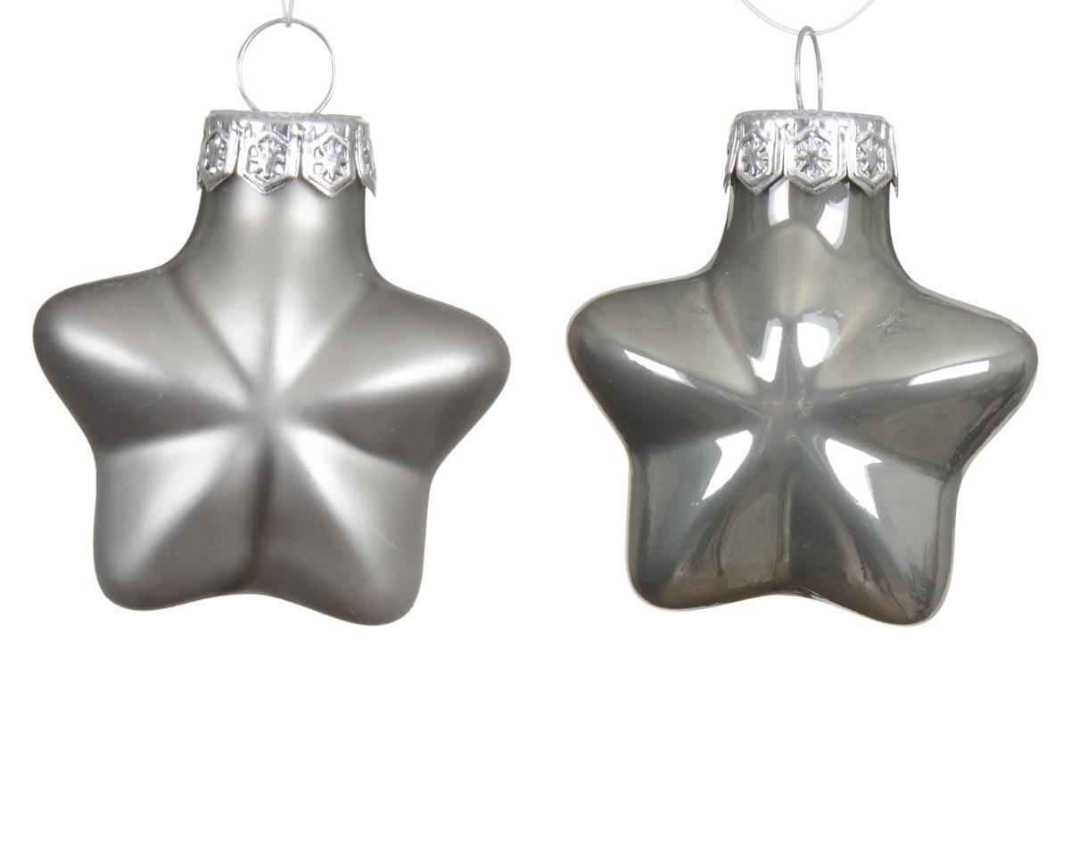 Stern hängend Glas warm grau glanz/matt D4,5cm