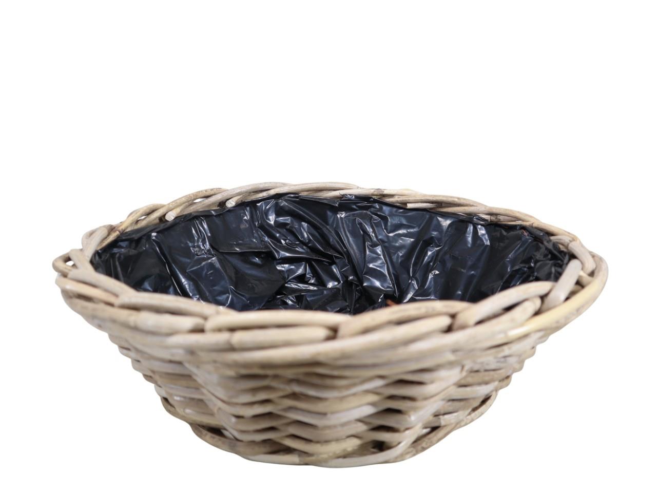 Pflanzschale  Kubu-Rattan grau D40xH14cm