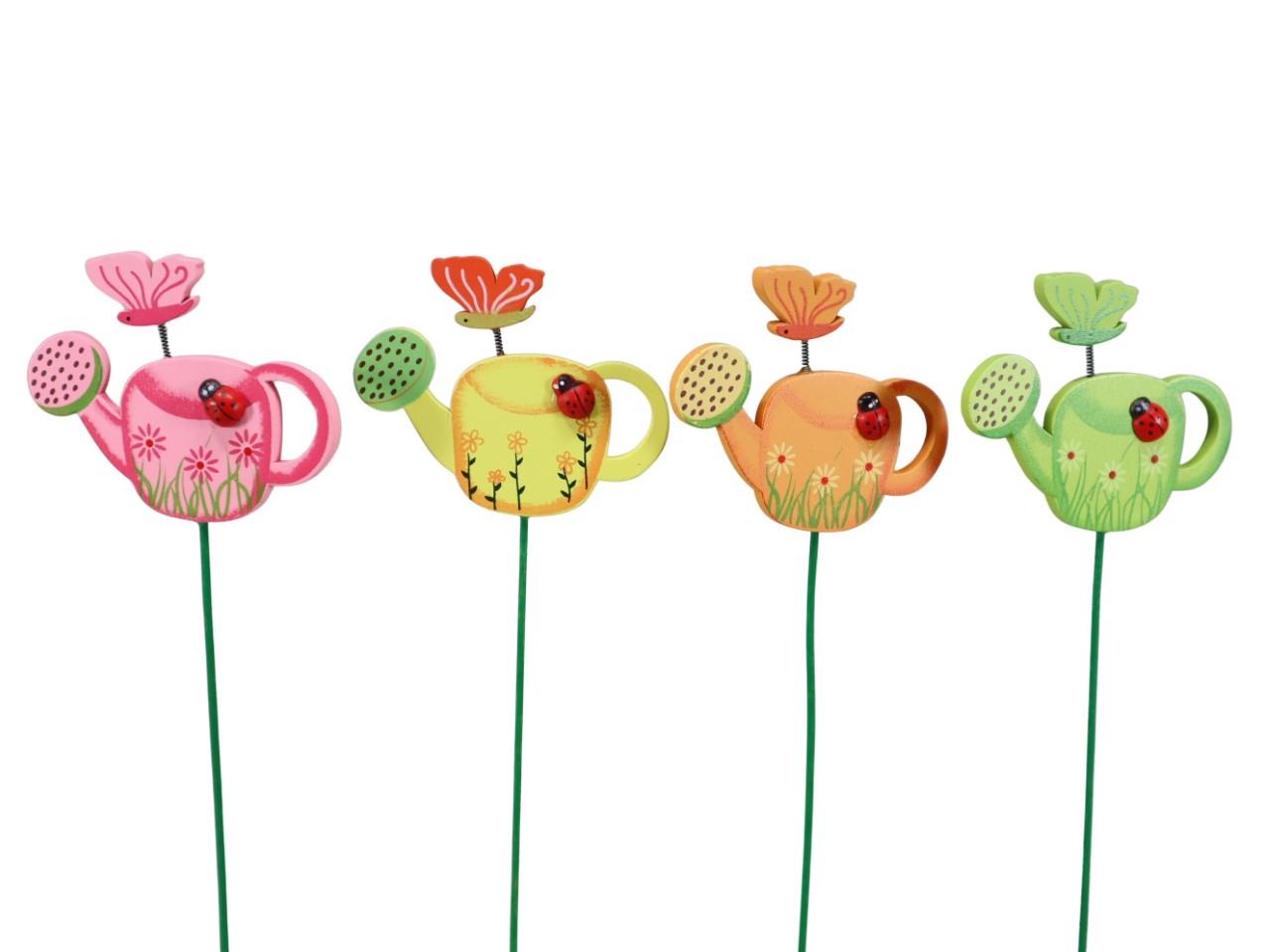 Stecker Kanne m. Wackelschmetterling farb. sort. D8cm H24cm