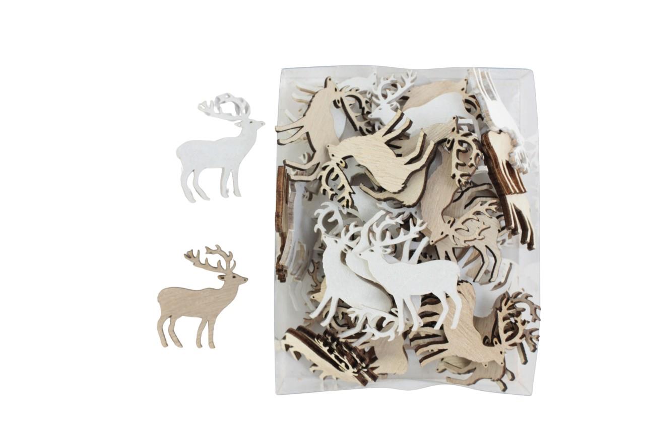 Streuer Hirsch Saranda 4 cm sort. natur-weiss