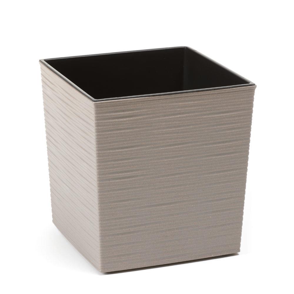 Eco Topf Plastik 19cm eckig taupe m.Einsatz 835-27