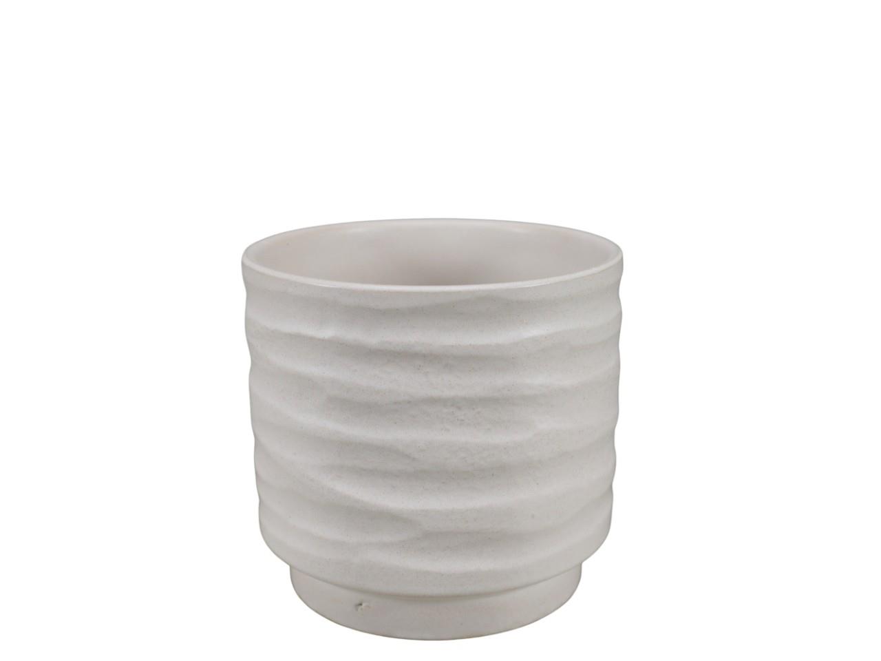 Übertopf Keramik Rille creme D13,5cm
