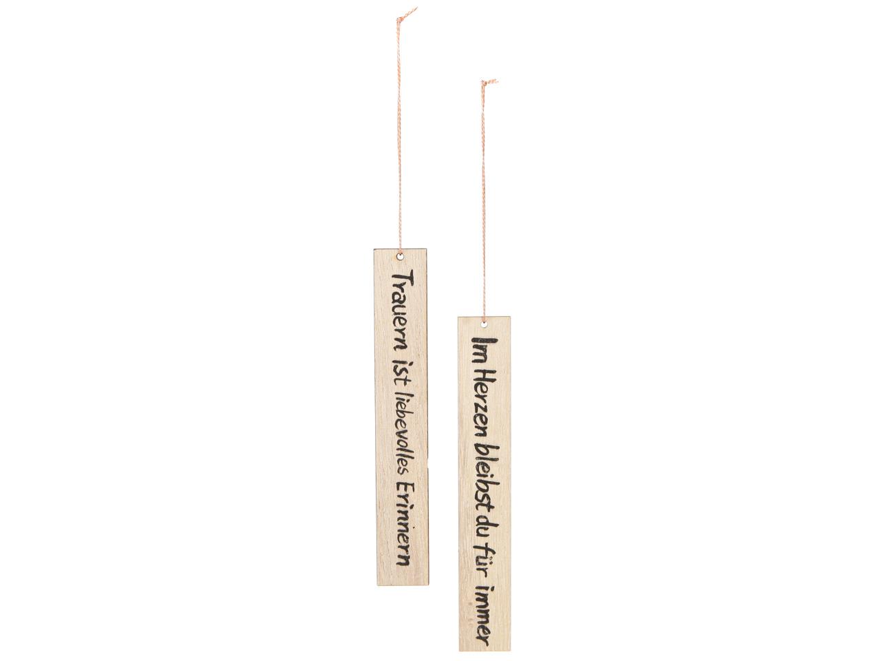 Anhänger m. Schrift rechteck Holz natur L16x2,5cm