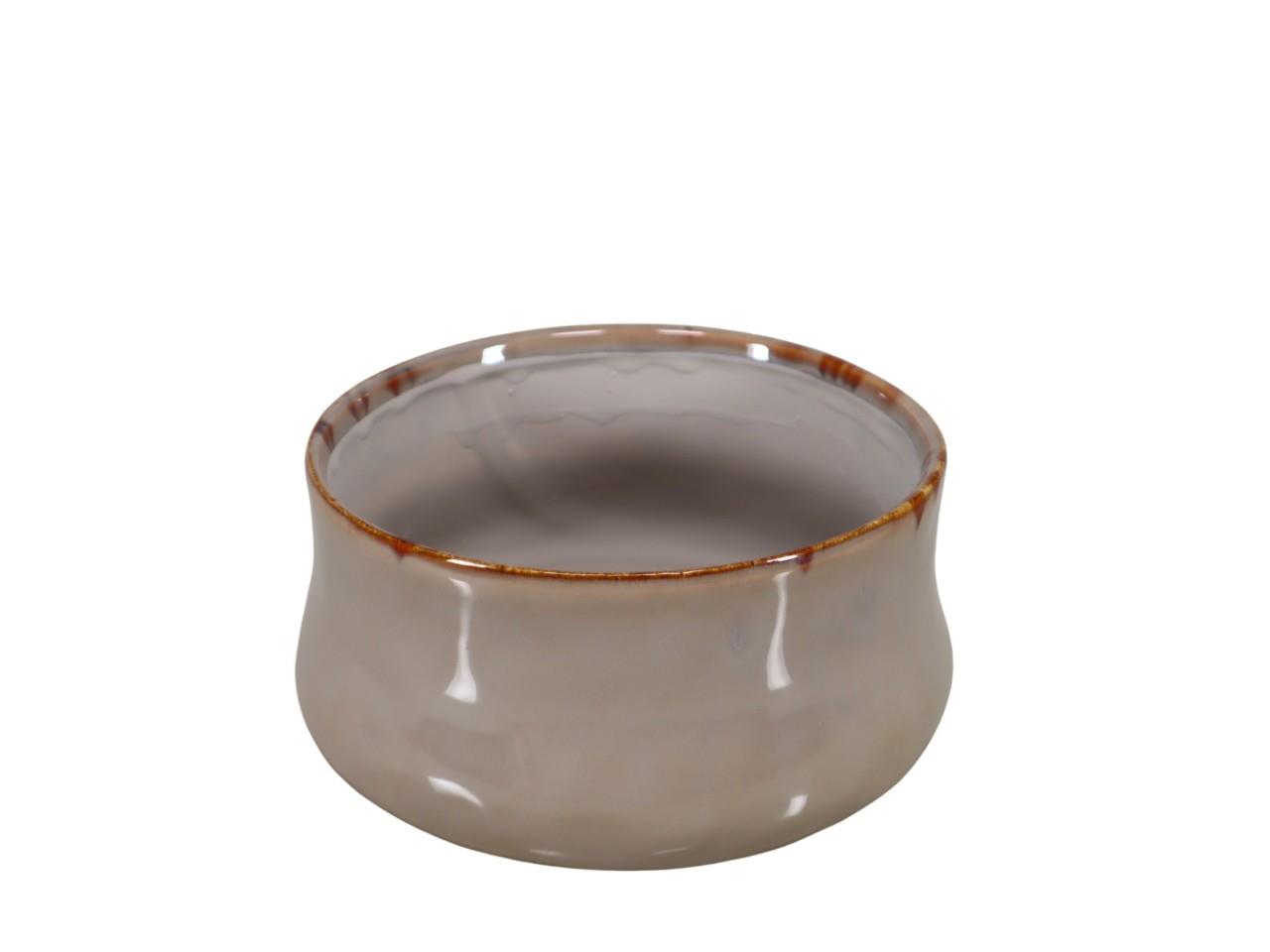 Schale rund Keramik hellgrau D 17 cm H 9 cm