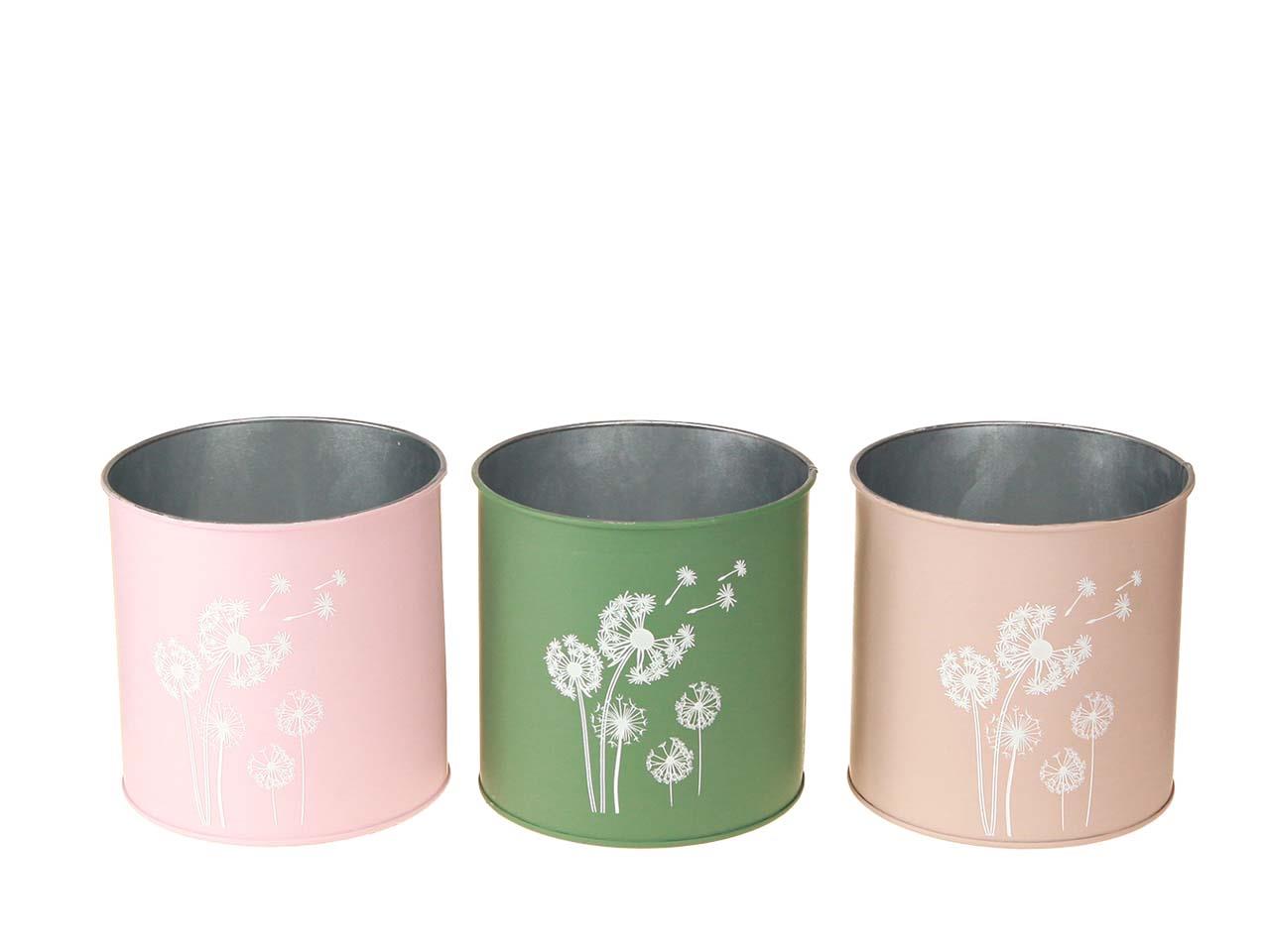 Übertopf m. Löwenzahn Metall farbmix D13cm NETTO