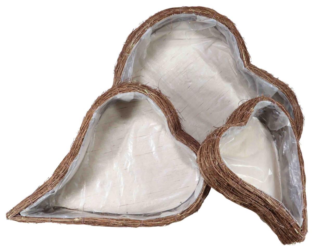 Pflanzherz Rattan natur Set/3 D60/40/31cm