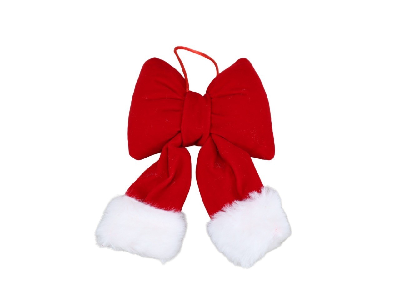 Hänger Weihnachtsschleife Flanell rot/weiß D11x15 cm