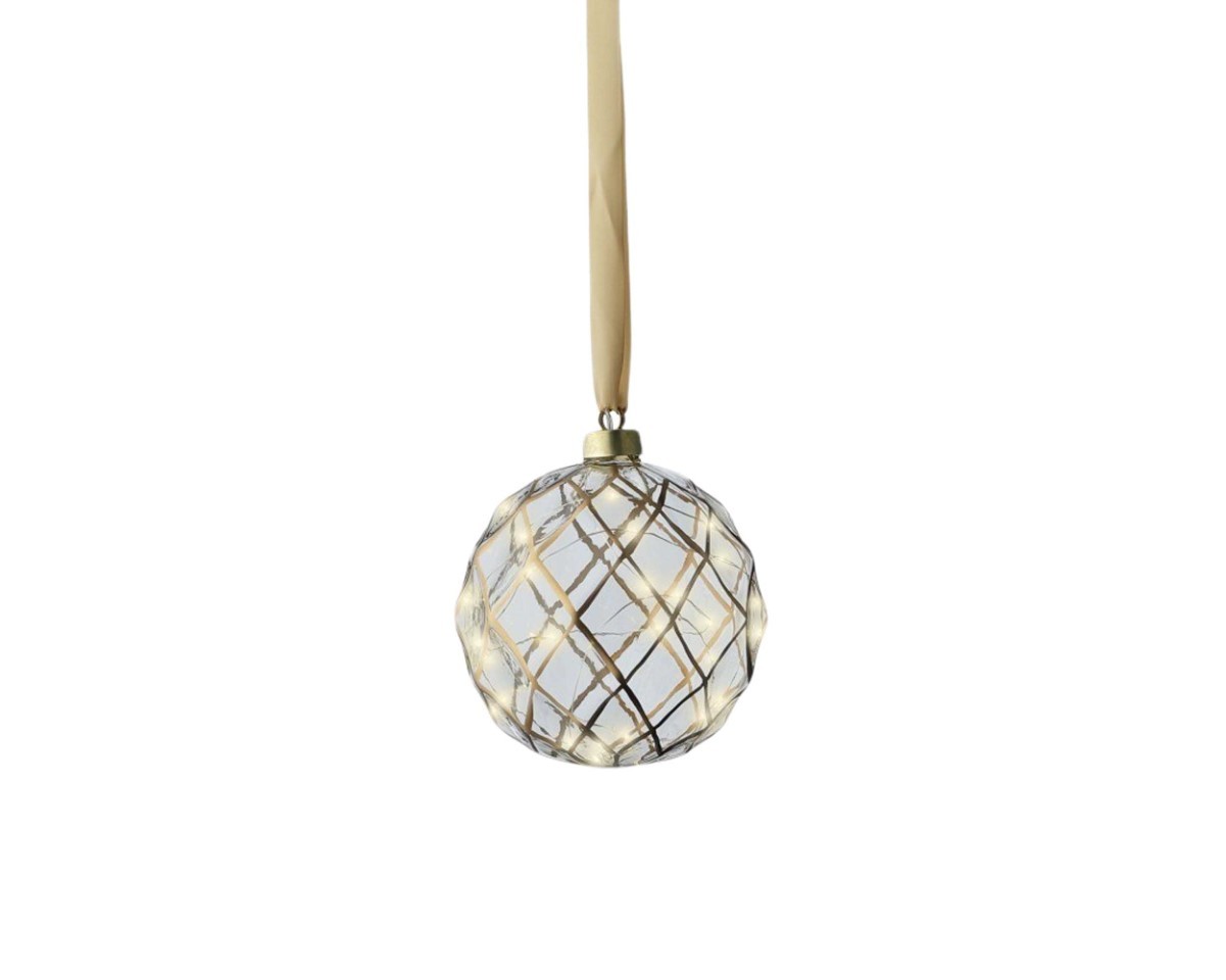 Kugel hängend inkl. 30 Micro LED klar/gold D14cm