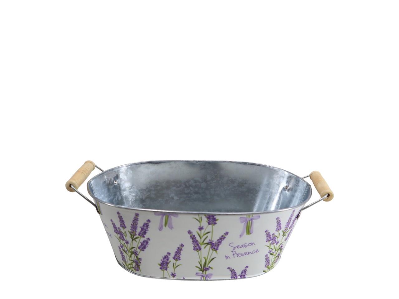 Schale oval m. Griffen "Lavendel" Metall L28x15cm