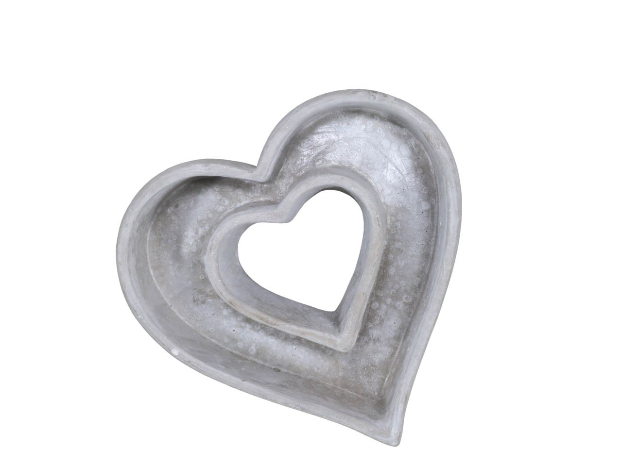 Herz offen zum Pflanzen grau Beton D27cm H6,5cm