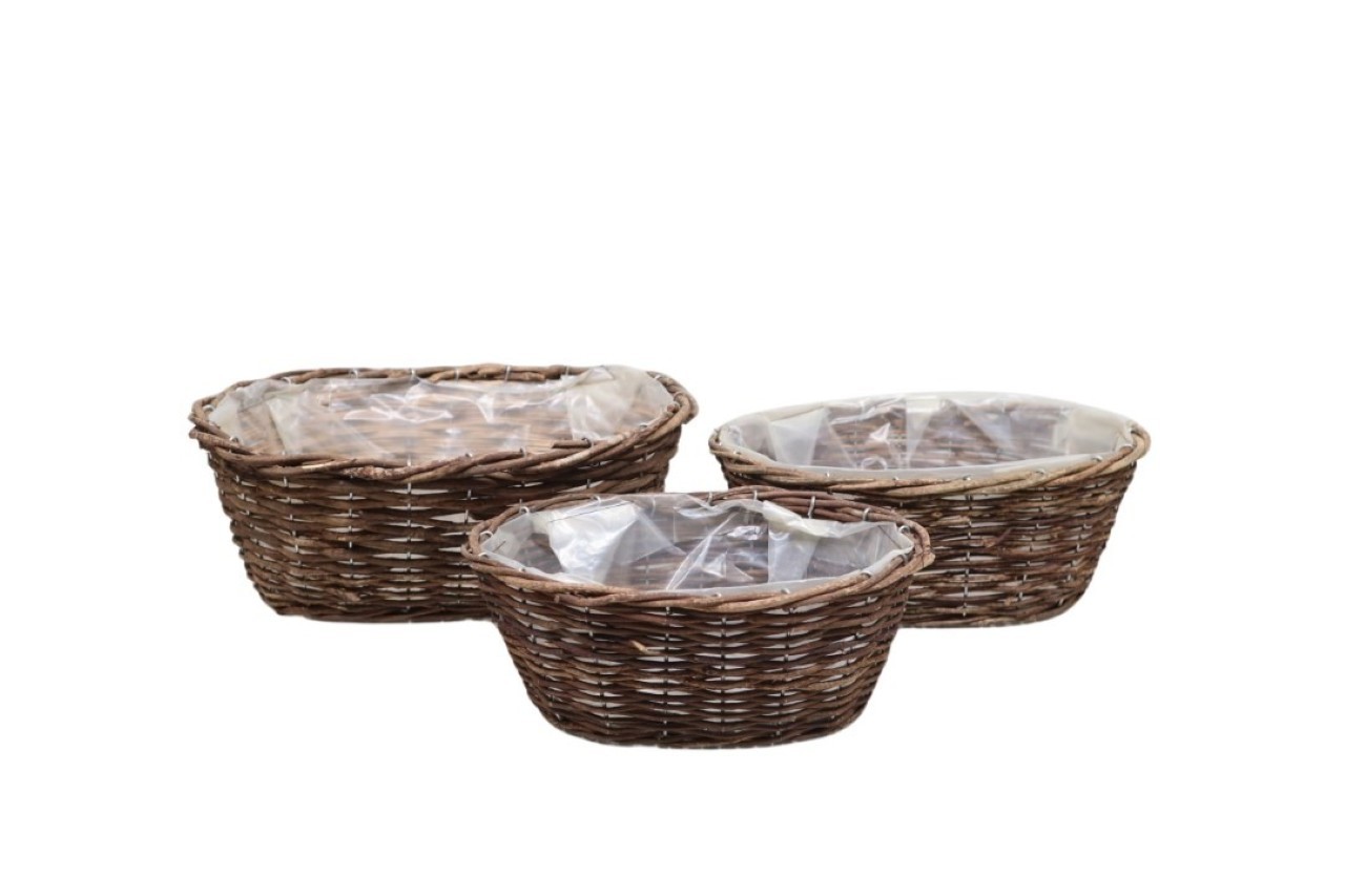Korbsatz oval Set/3 Rattan natur L35/30/27cm