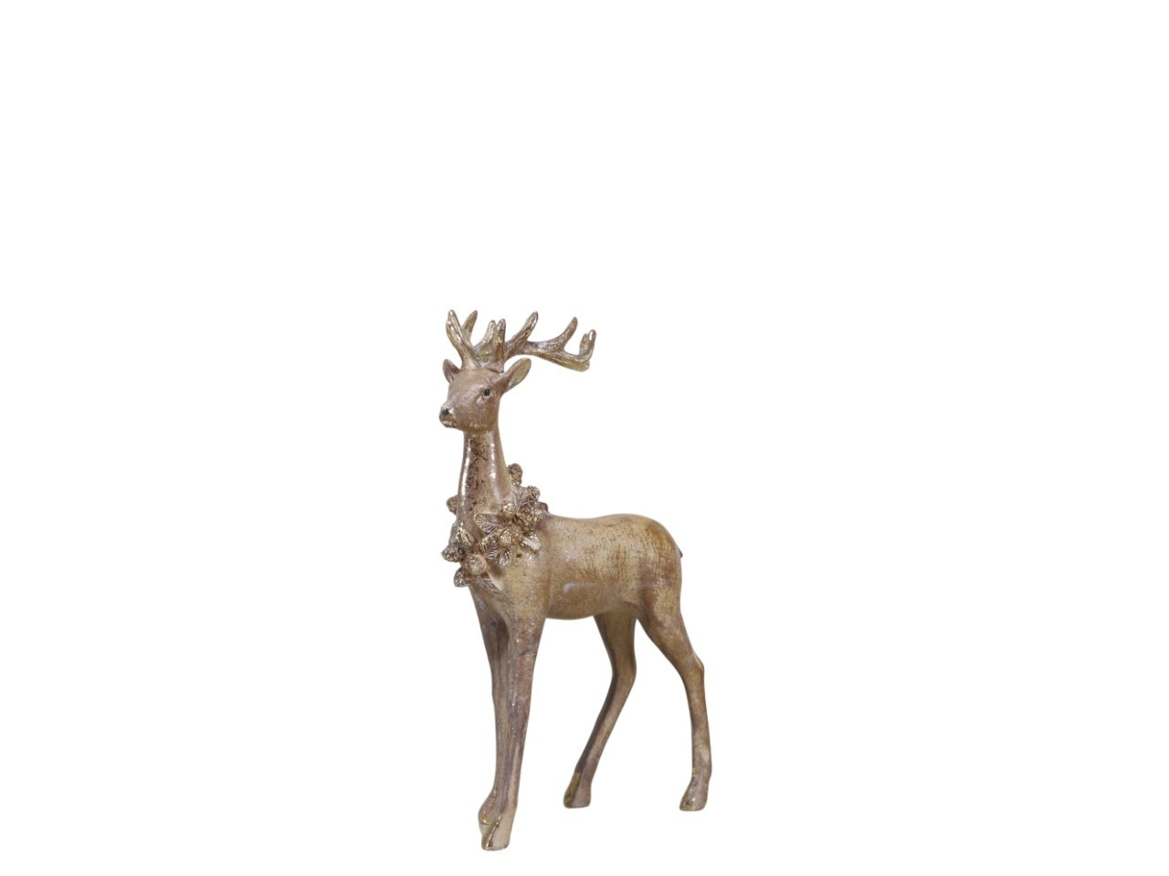 Hirsch stehend Polyresin braun&silber H28cm
