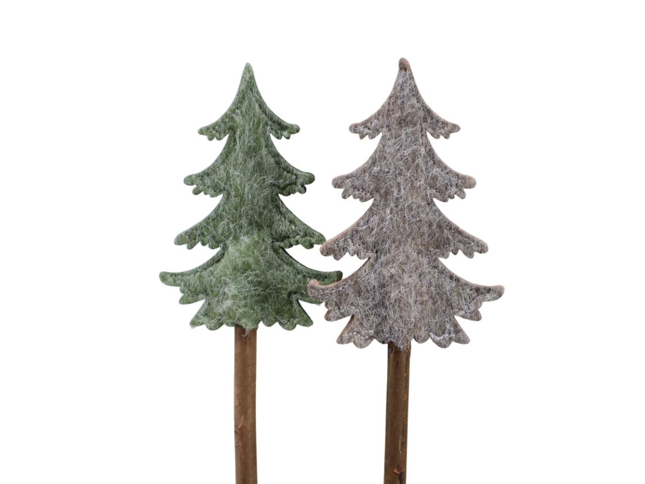 Stecker Tannenbaum Filz mit Holzstab natur+salbei H44cm