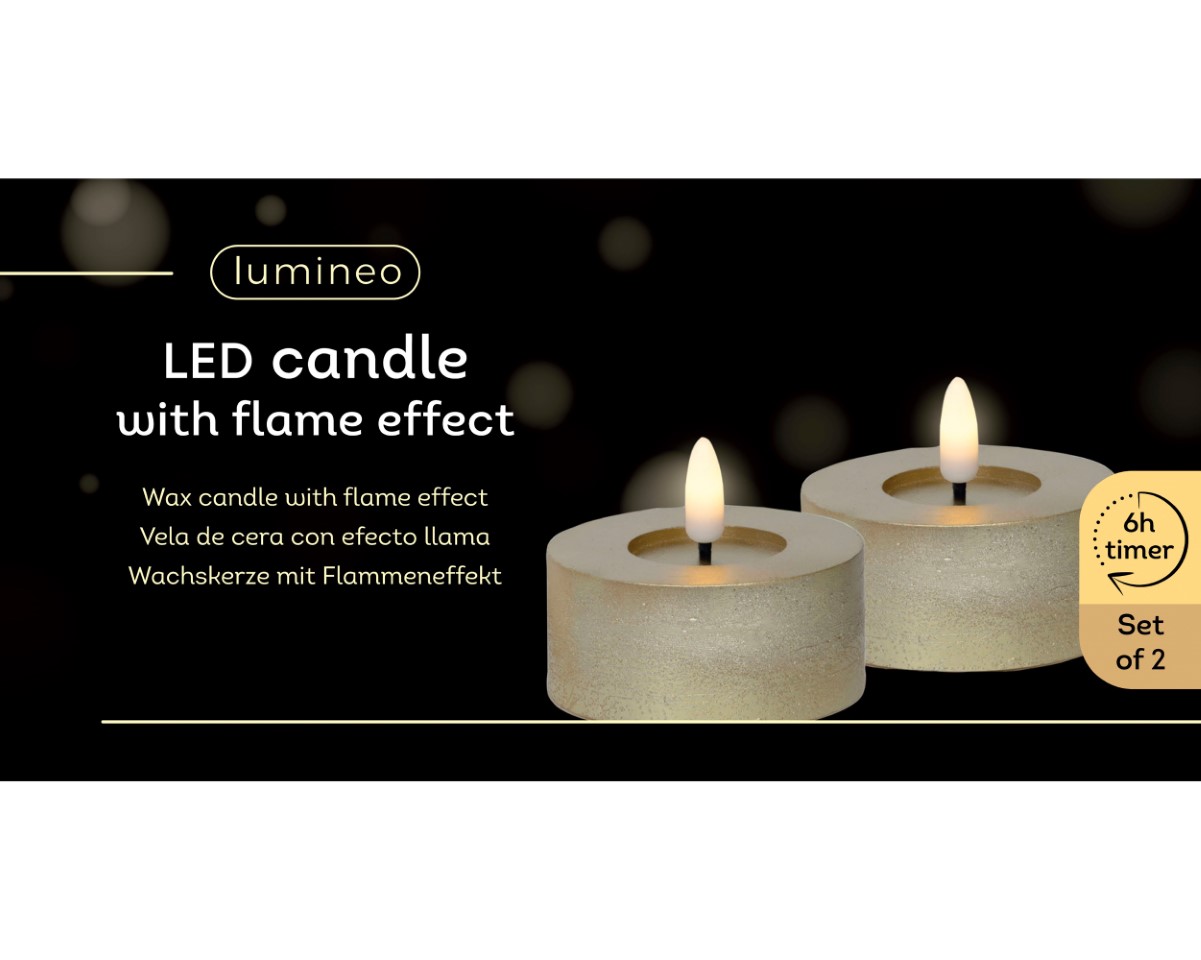 Teelicht LED Wachs indoor gold D7cm