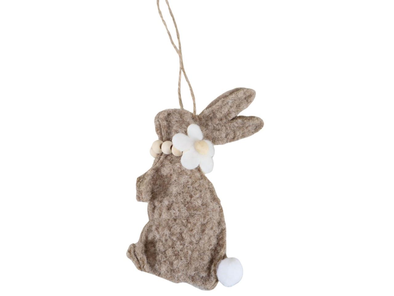 Hänger Hase Teddyfell m. Holzperlenkette braun H12cm