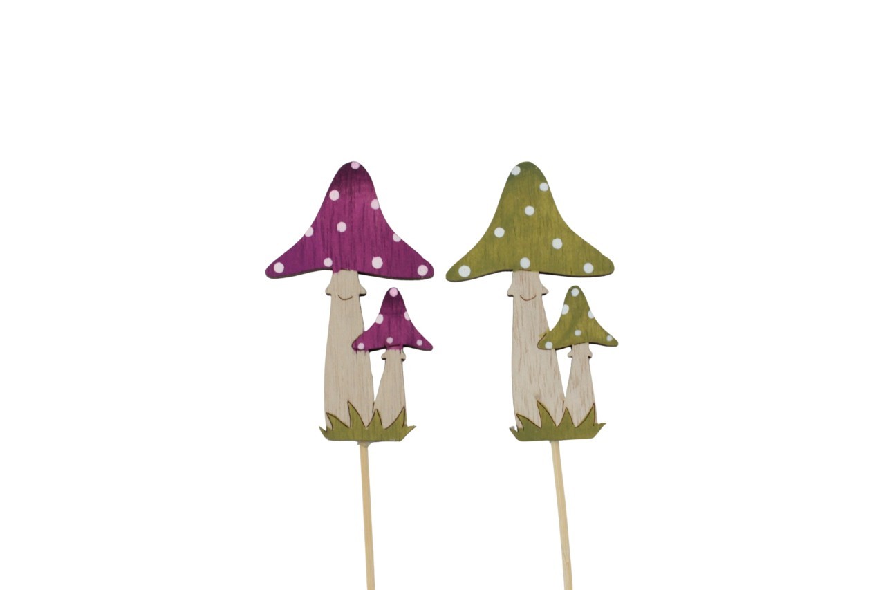 Stecker Pilz Hanko berry-grün Holz D8,5x5cm + Pin