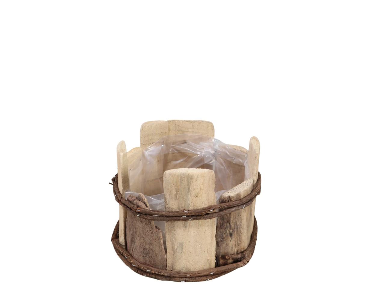 Pflanztopf rund Holz natur D21xH15cm