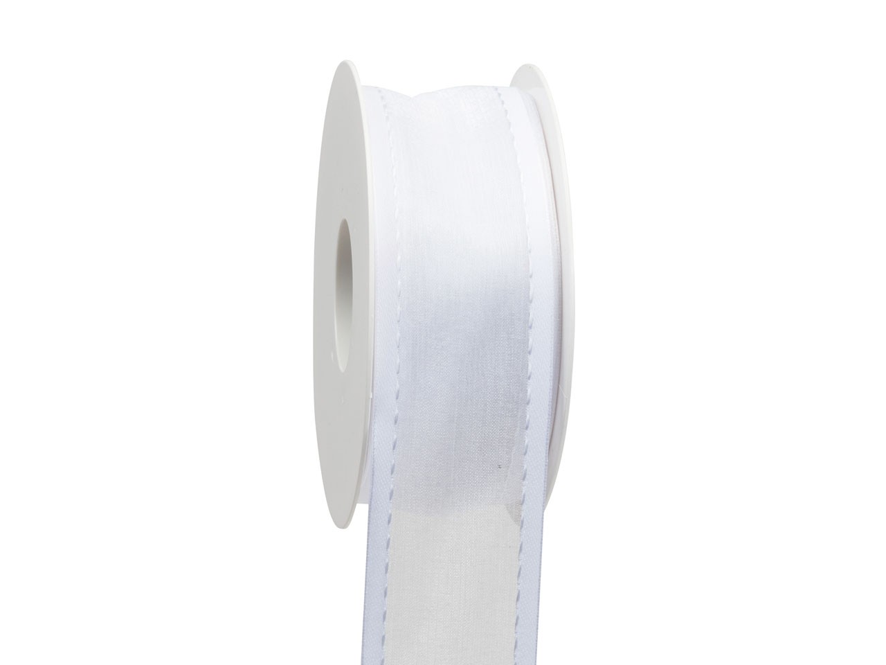 Band Organza mit Stoffkante 40 mm 20 Meter weiss 01