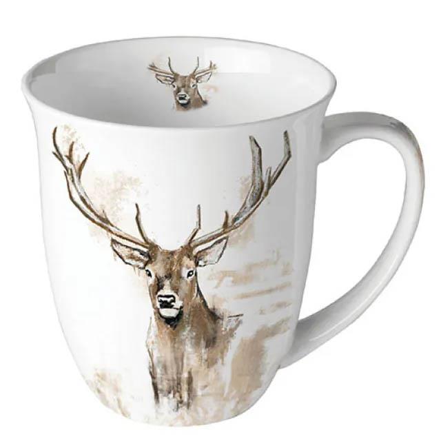 Becher Porzellan Höhe 10,5 cm D 10 cm Hirsch