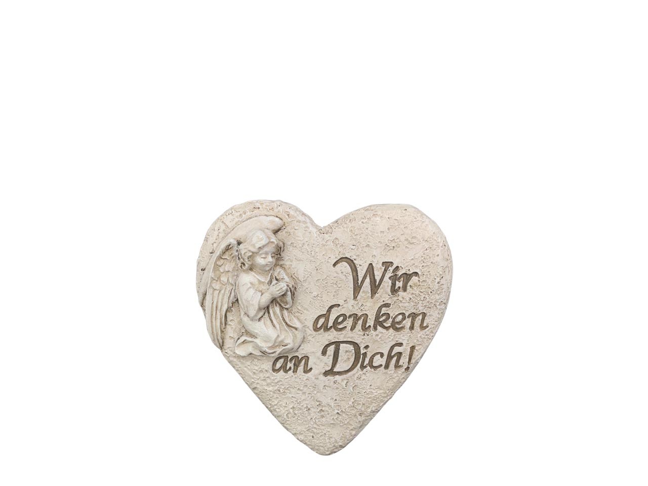 Herz m. Engel -Wir denken an Dich!- creme Polyresin D8cm