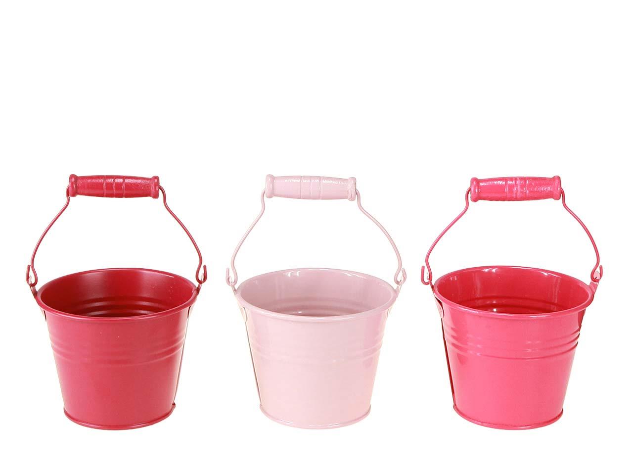 Übertopf m. Holzgriff Metall rosamix D14cm