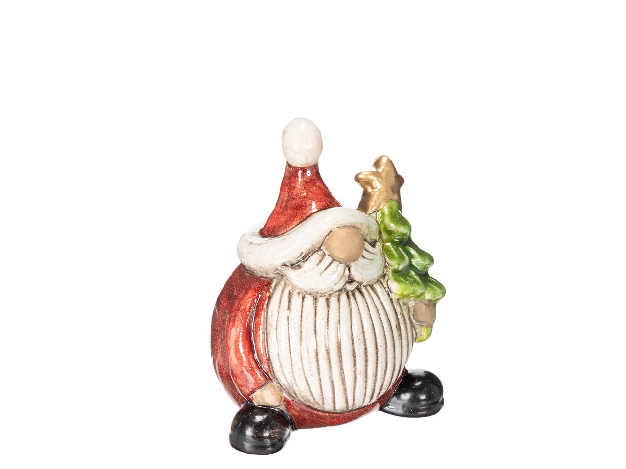 Nikolaus m. Tannenbaum Keramik weiß/rot H6,7cm