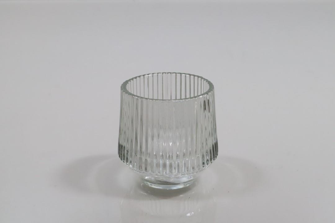 Windlicht Glas klar gerillt D7cm H8 cm