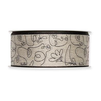 Leinen Druckband Gesichter 40 mm 15 Meter