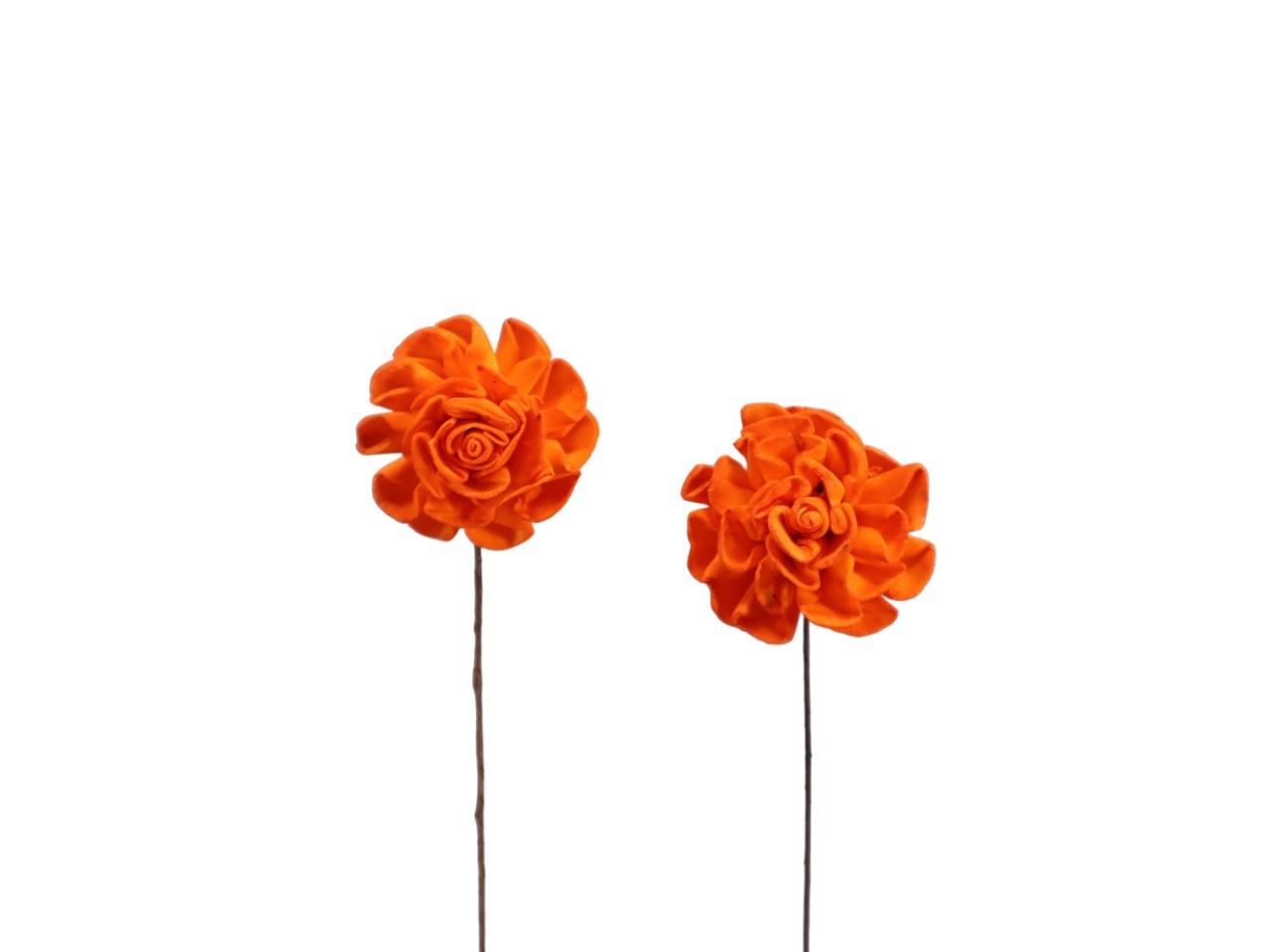 Rose Ming 4cm orange gestielt am Draht