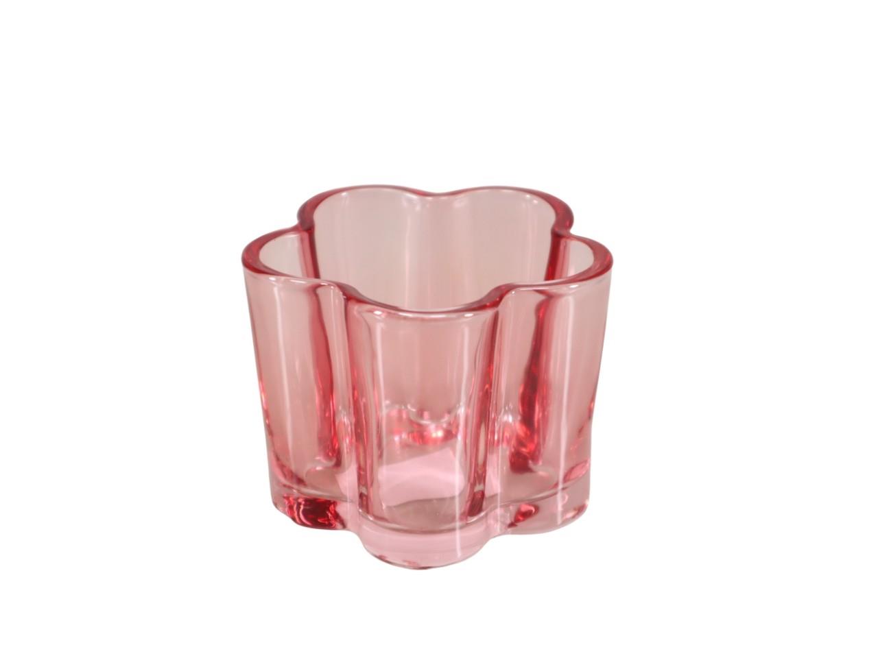 Glasvase Blumenform rosa D7,5xH6cm