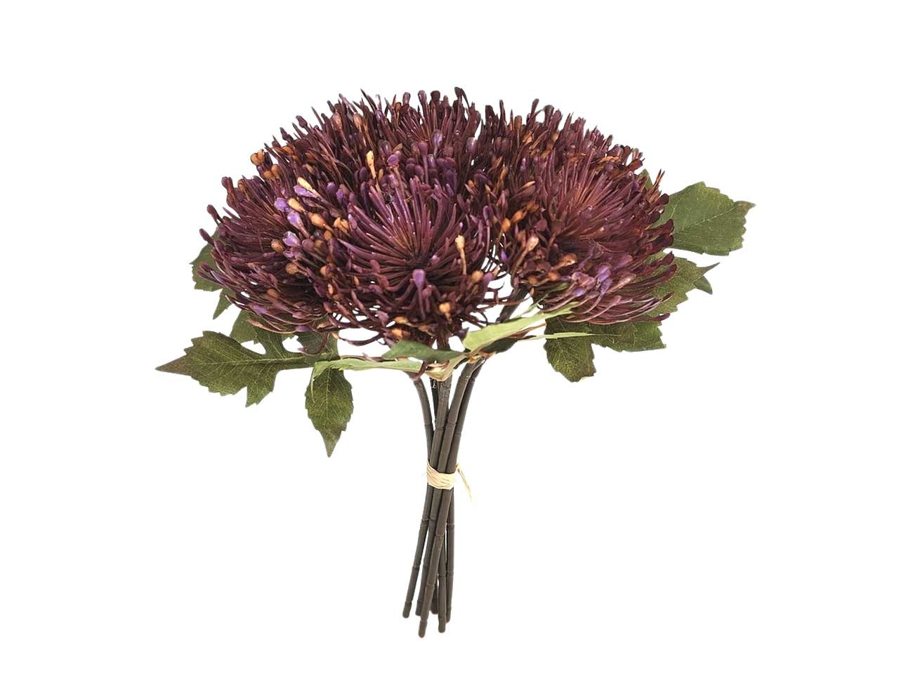 Nadelkissenpick 6 Blüten lila-aubergine L20cm