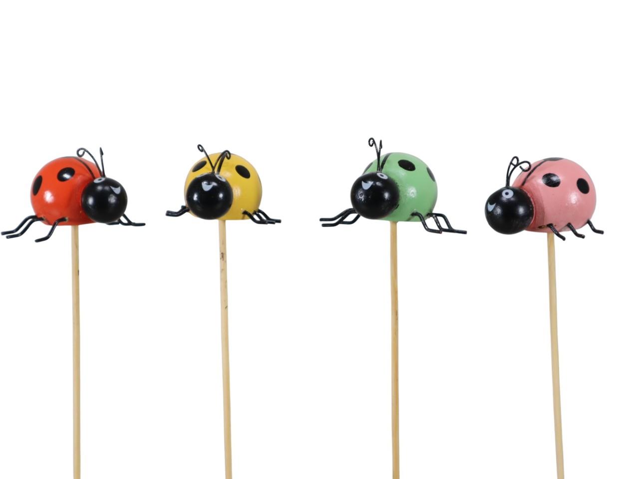 Stecker Marienkäfer Holz/Metall farbmix 6x5x4cm +Pin