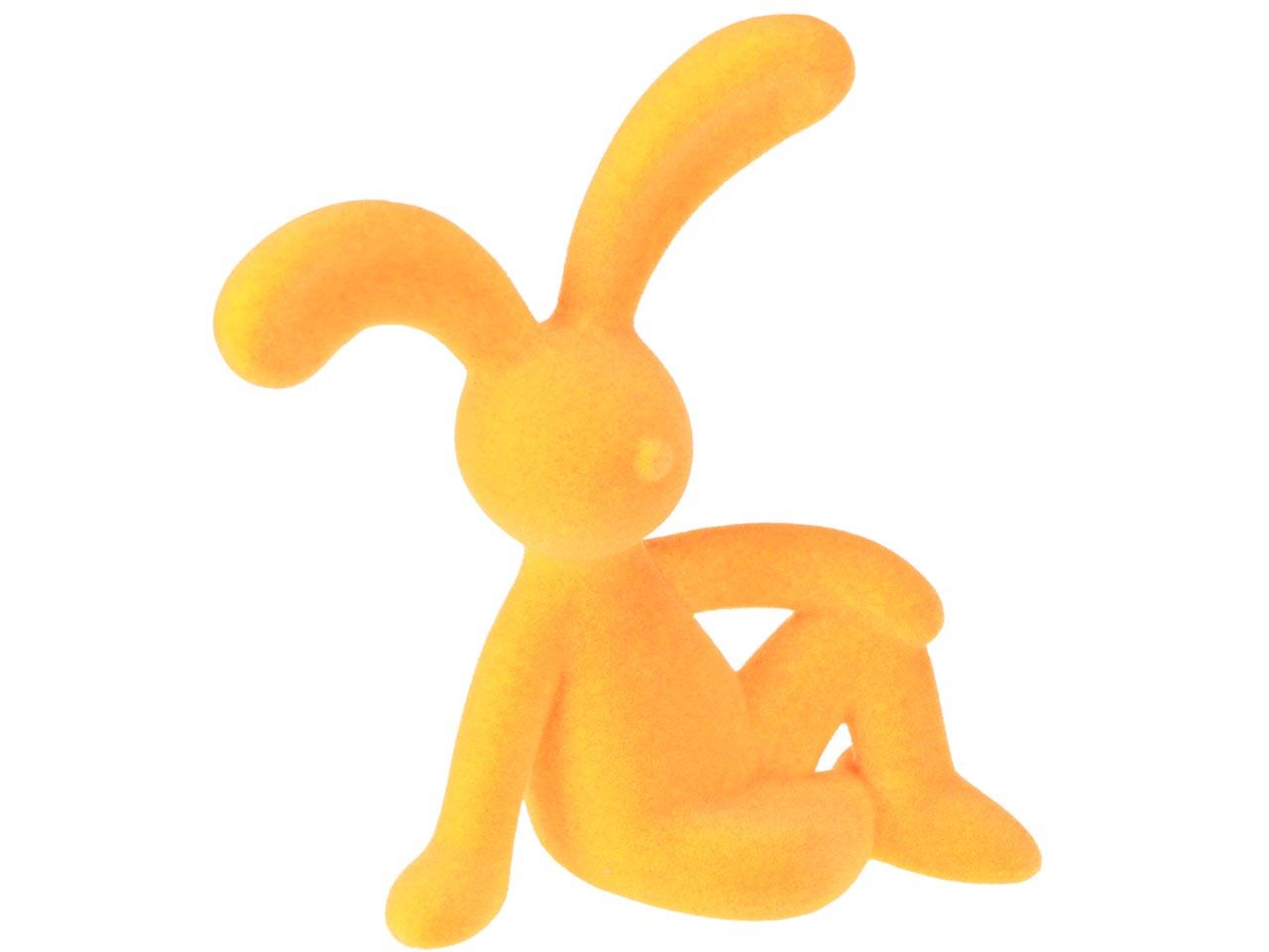 Hase halb liegend Kunststoff beflockt gelb D22cm