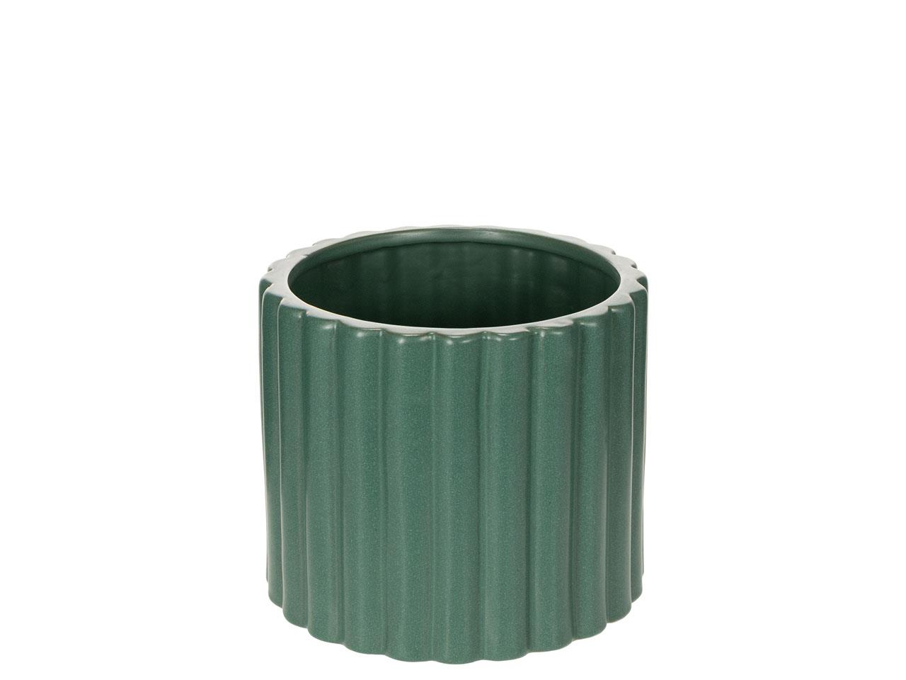 Übertopf Keramik Vertikal grün D14cm
