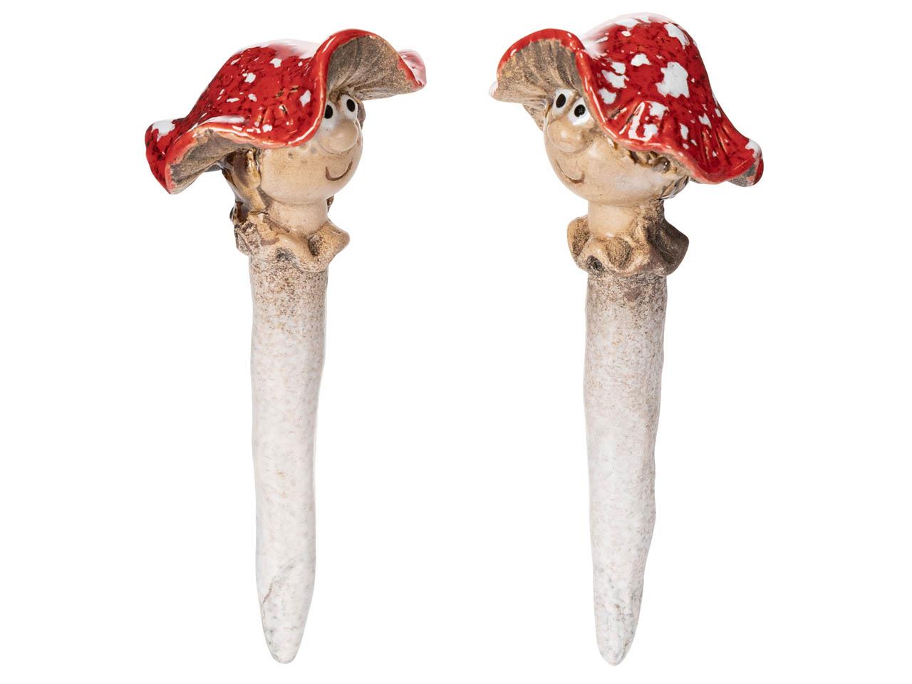 Stecker Pilz 2sort. Keramik rot/weiß 5,4x5,4cm + Pin