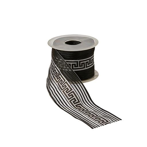 Florband 50mm schwarz/grau Mäander 564-50-311