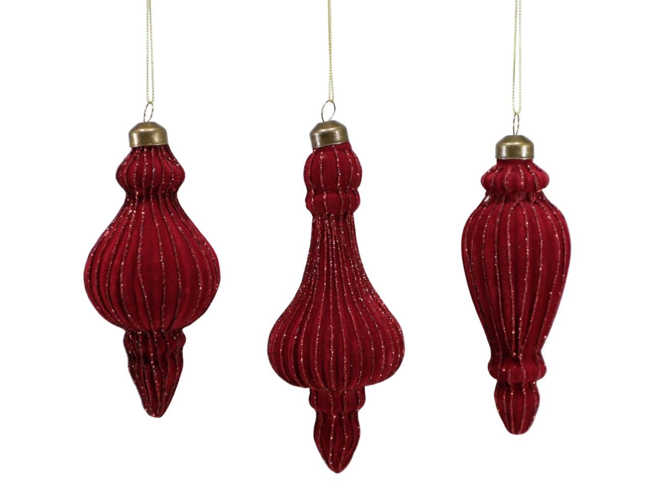 Ornament hängend sort. dunkelrot Glas D6xH15cm