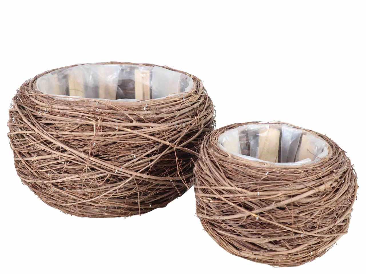 Pflanzkorb Schale rund Set/2 Weide natur D33/21cm