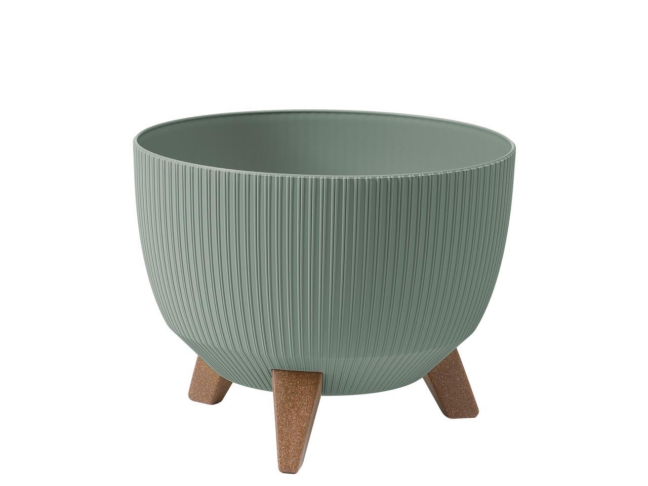 Plastikschale D40cm H25cm "Roma" auf  Füß. Grau-Grün 960-87