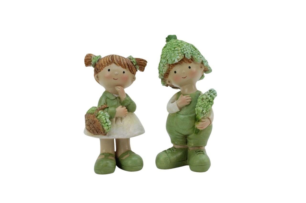 Kinder Lars und Lola grün Polyresin 11 cm sort.