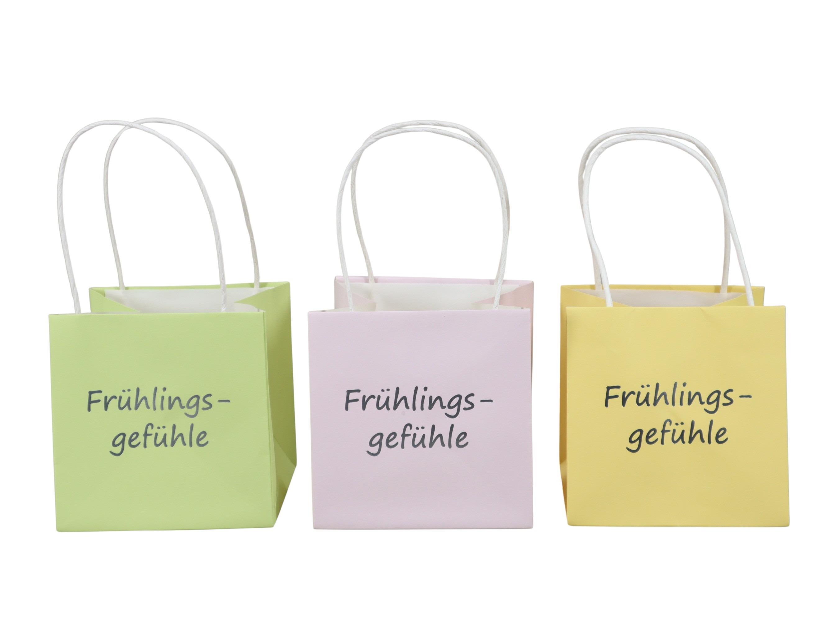 Tasche Frühlingsgefühle Papier wasserab. pastellmix D12cm