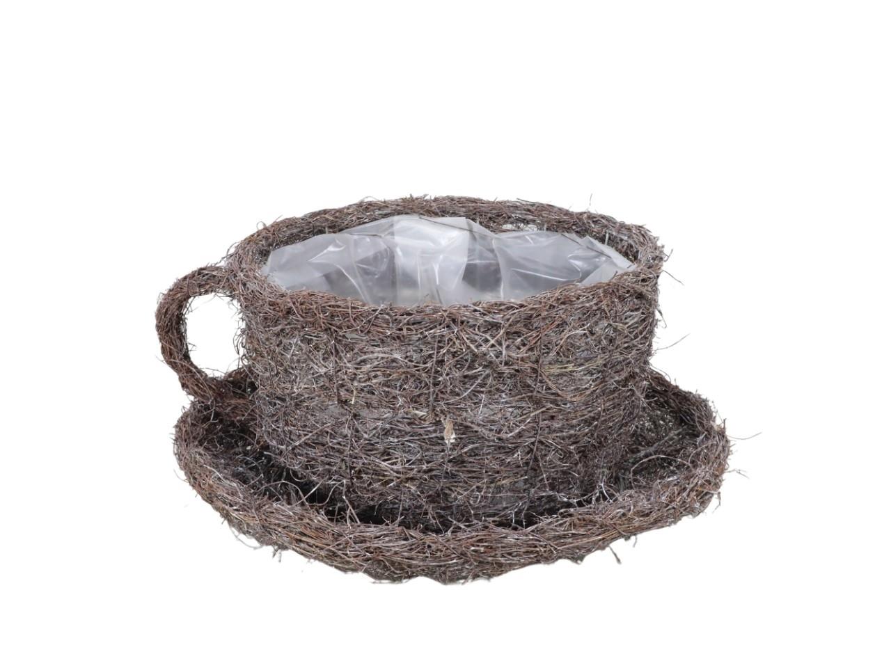 Pflanztasse auf Untersetzer Rebe gekalkt D20cm