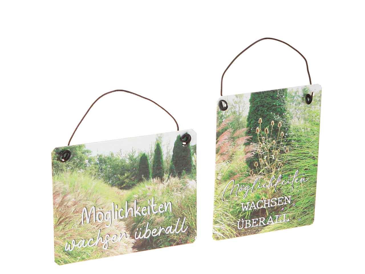 Schilder m. Gräser Metall 10,5x8cm sort.