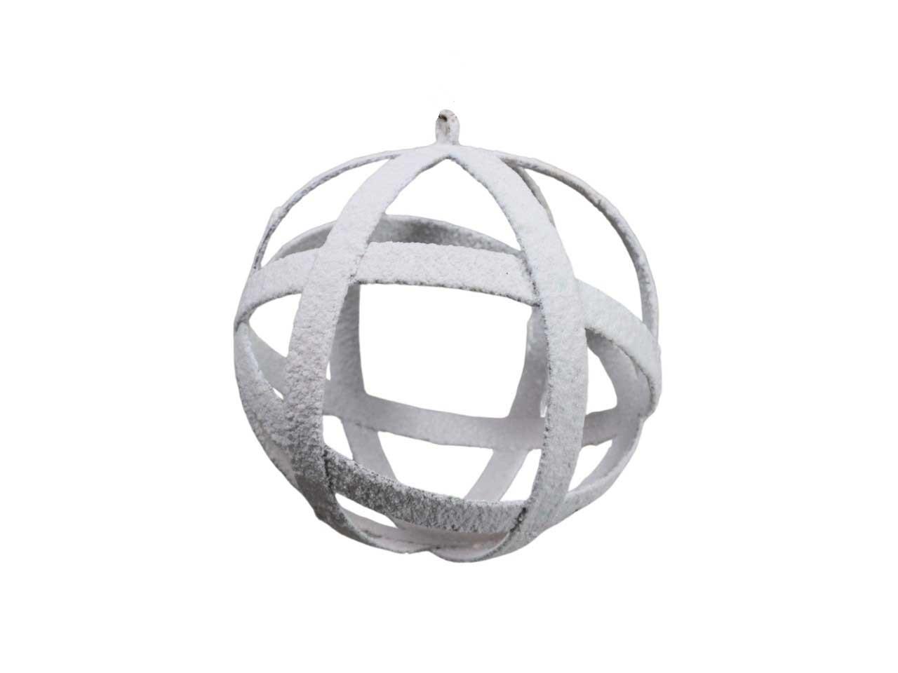 Kugel mit Öse Metall weiß-sandig D18cm