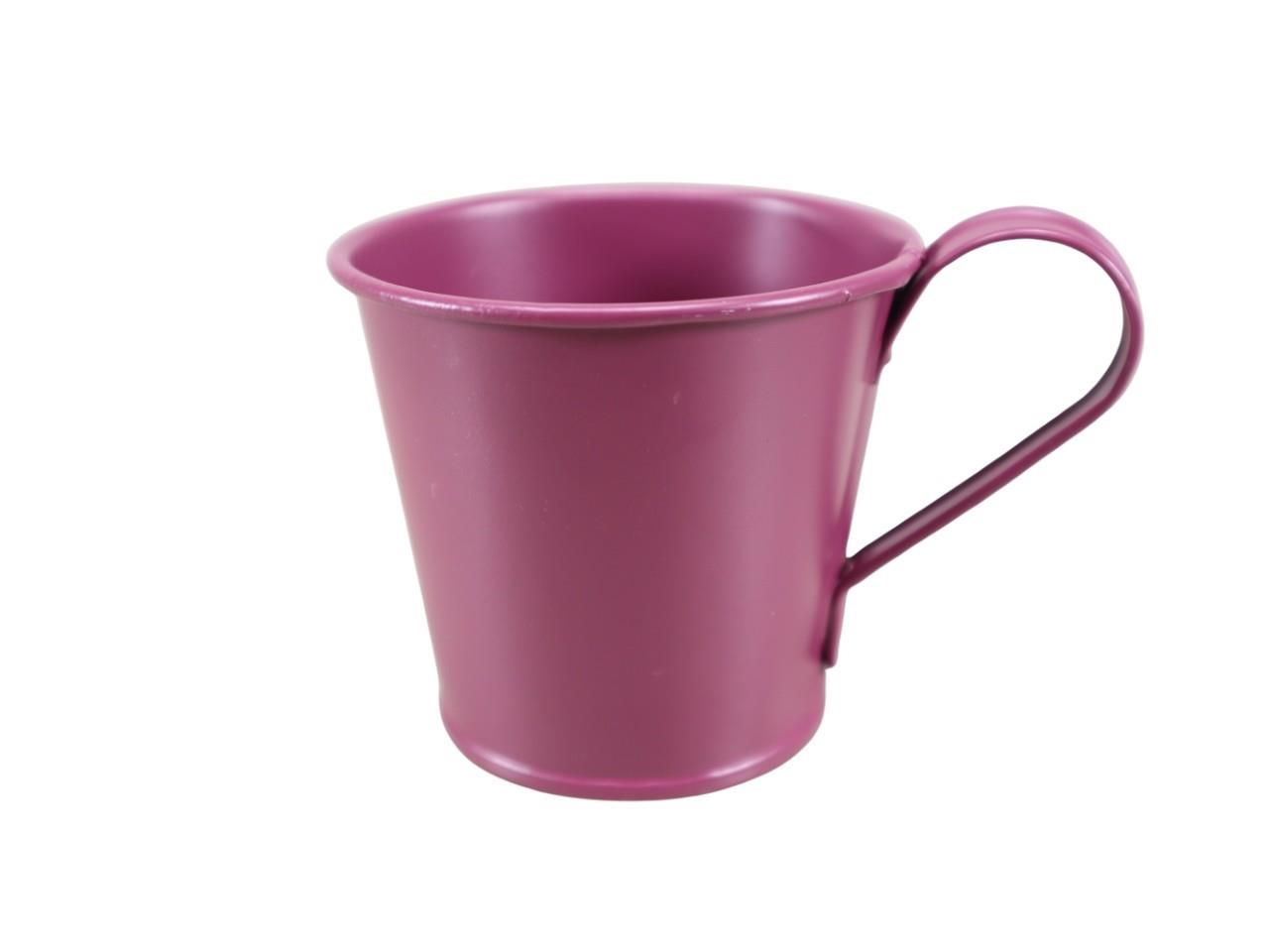 Tasse m. Stabkerzenhalter Metall aubergine D8cm