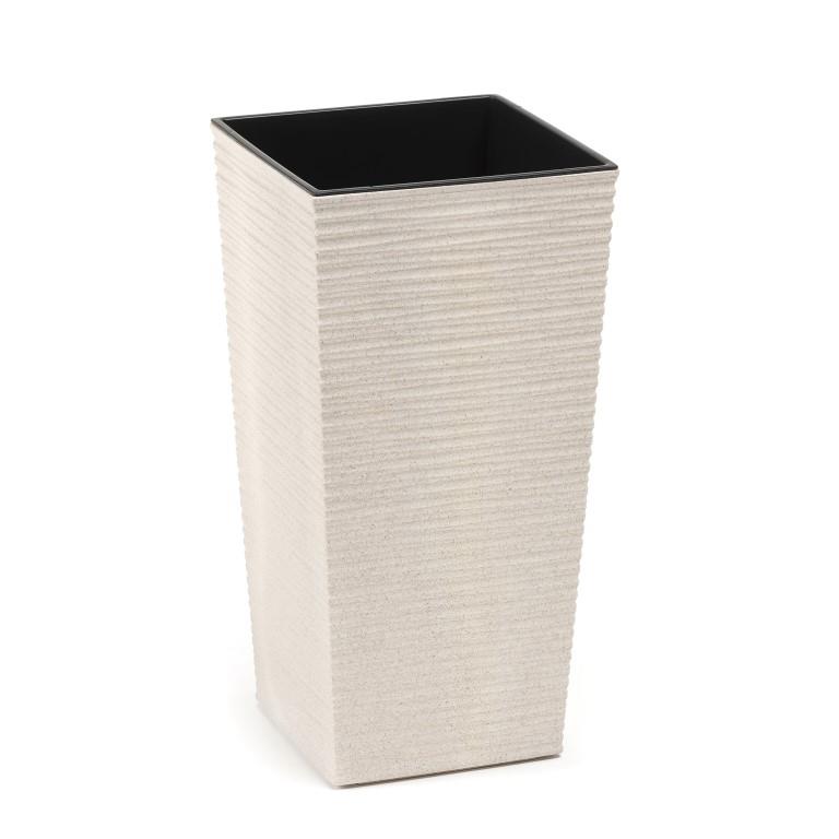 Eco Vase Plastik H67/D35cm eckig cream m. Einsatz 833-05