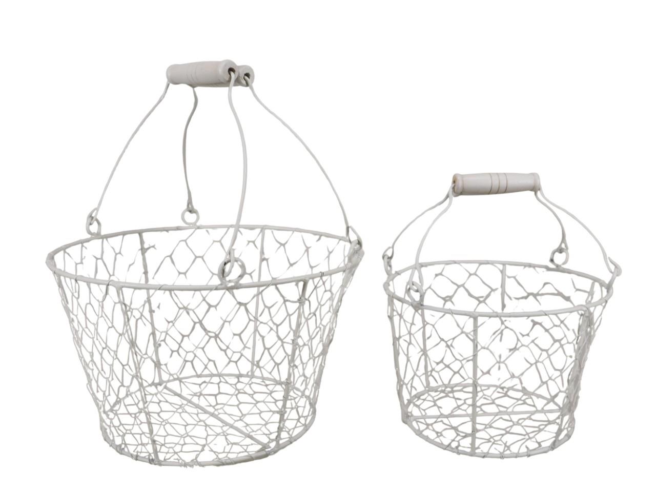 Drahtkorb mit 2 Henkel Metall Set/2 creme D25/17,5cm