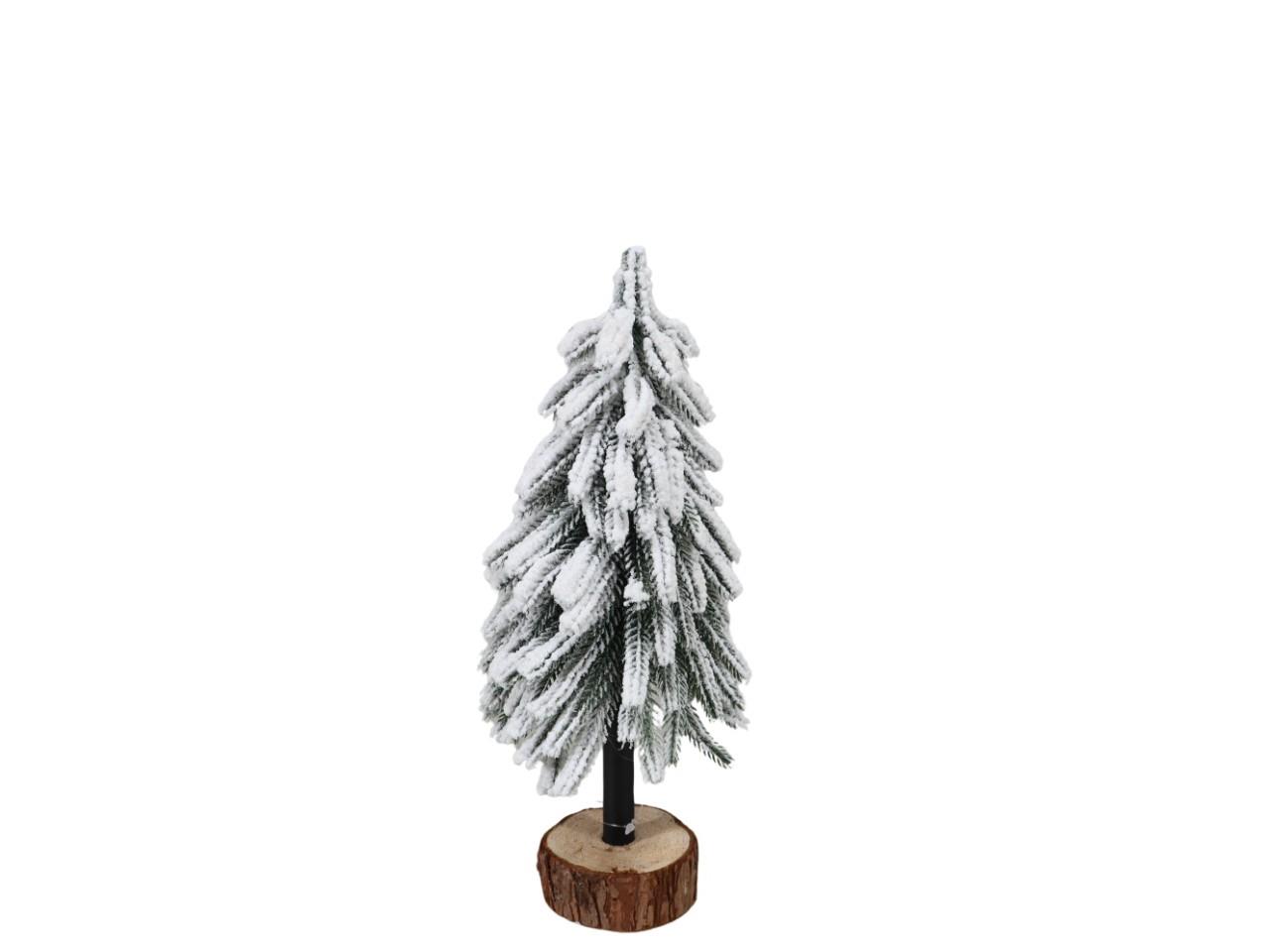 Tannenbaum beschneit m. Holzsockel Höhe 30 cm