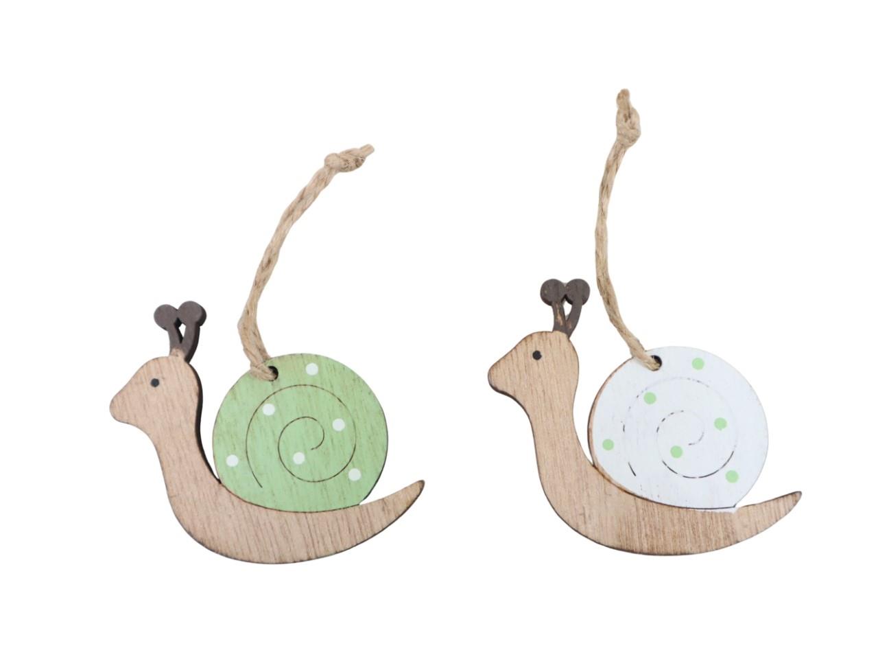 Hänger Schnecke Holz natur/grün D6,7cm
